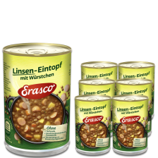 Erasco Linsen-Eintopf mit Würstchen 1 Portion 6x400G 