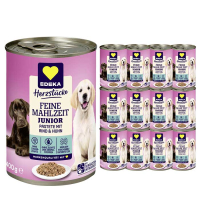 EDEKA Herzstücke Feine Mahlzeit Junior mit Rind & Huhn 12x400G 