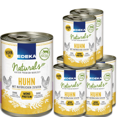 EDEKA Herzstücke Naturals Huhn Pur Katzenfutter 6x400g 