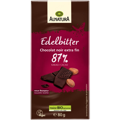 Alnatura Bio Edelbitter Schokolade 87% 80G 