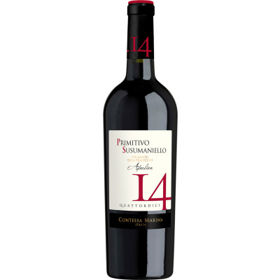 Contessa Marina Primitivo Susumaniello 14 IGT 0,75L - Etikett verschmutzt/beschädigt 