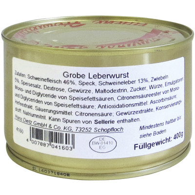 Dietz Grobe Leberwurst 400G 
