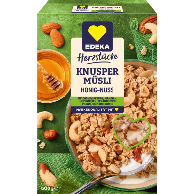 EDEKA Herzstücke Knuspermüsli Honig-Nuss 500G 