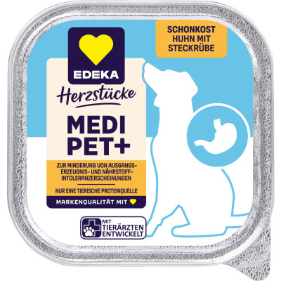 EDEKA Medi Pet+ Schonkost Huhn pur mit Steckrübe 150G 