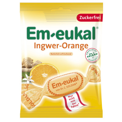 Em-Eukal Ingwer- Orange Hustenbonbons zuckerfrei 75G mindestens 15ST 