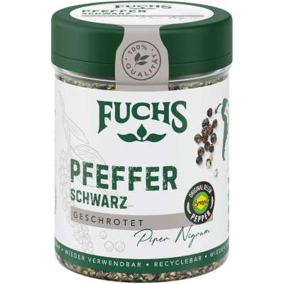 Fuchs Pfeffer schwarz geschrotet 60G - Abverkauf 