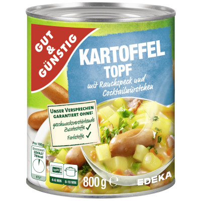 Gut & Günstig Kartoffeltopf mit Würstchen 800G 