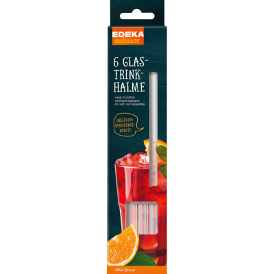 EDEKA zuhause Glastrinkhalme 6ST - Abverkauf 
