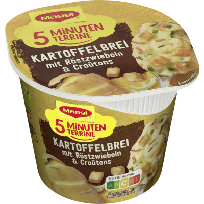 Maggi 5 Minuten Terrine Kartoffelbrei mit Röstzwiebeln & Croutons 56G 