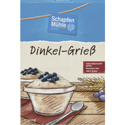 Schapfenmühle Dinkelgrieß 500G 